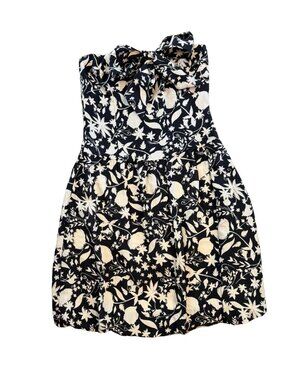 Y2K Glam Printed Babydoll Balloon Strapless Dress Size Small